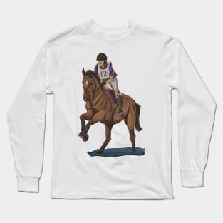 Purple and Bay horse Cross Country XC Smile Long Sleeve T-Shirt